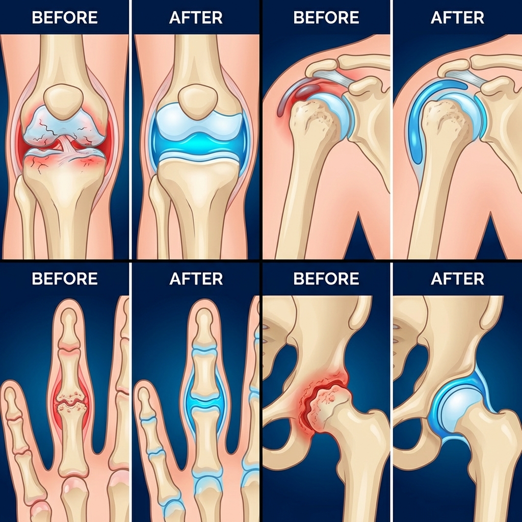 Before and after joint health comparison